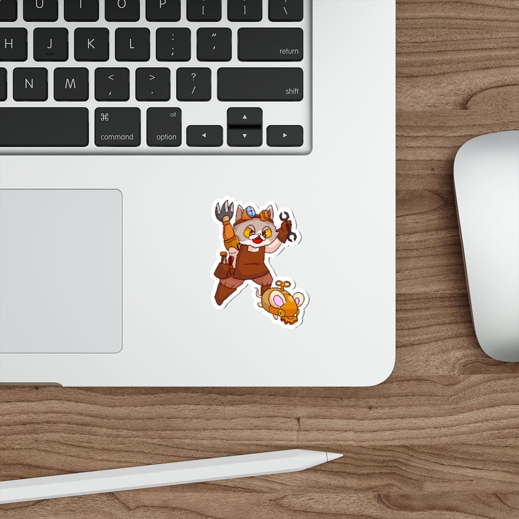 Steampunk Cat Die-Cut Sticker