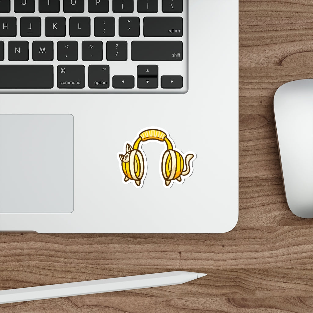 Headphone Cat Die-Cut Sticker