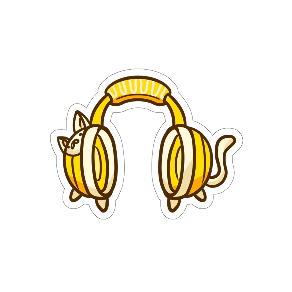 Headphone Cat Die-Cut Sticker