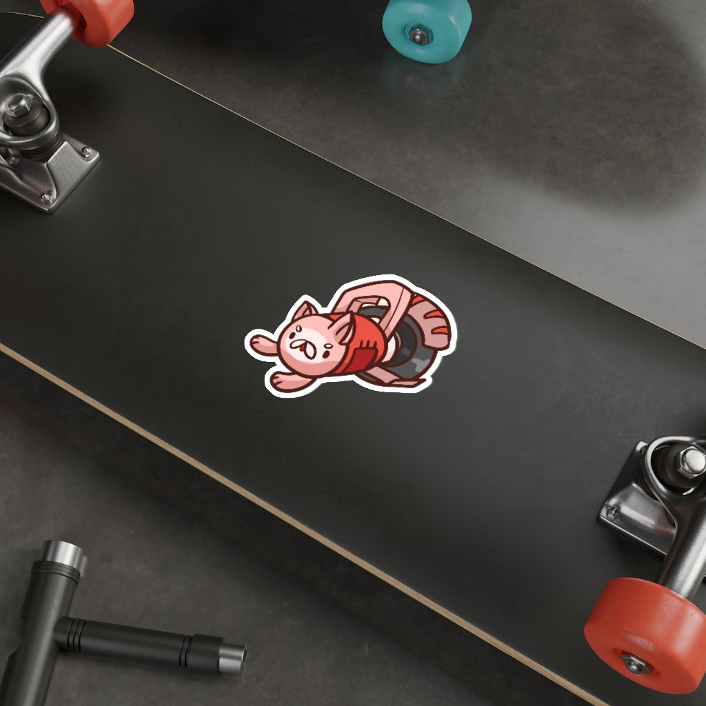 Circular Saw Cat Die-Cut Sticker