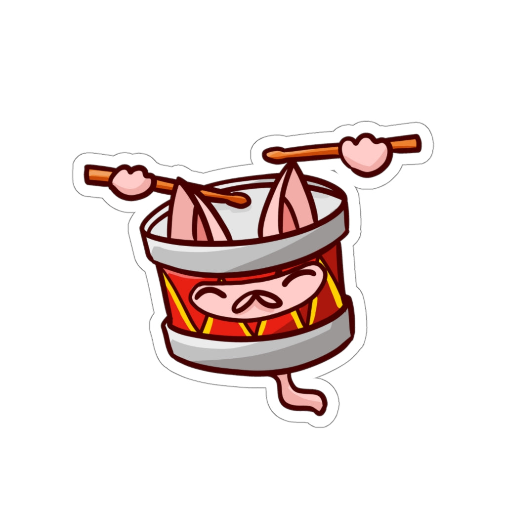 Drum Cat Die-Cut Sticker