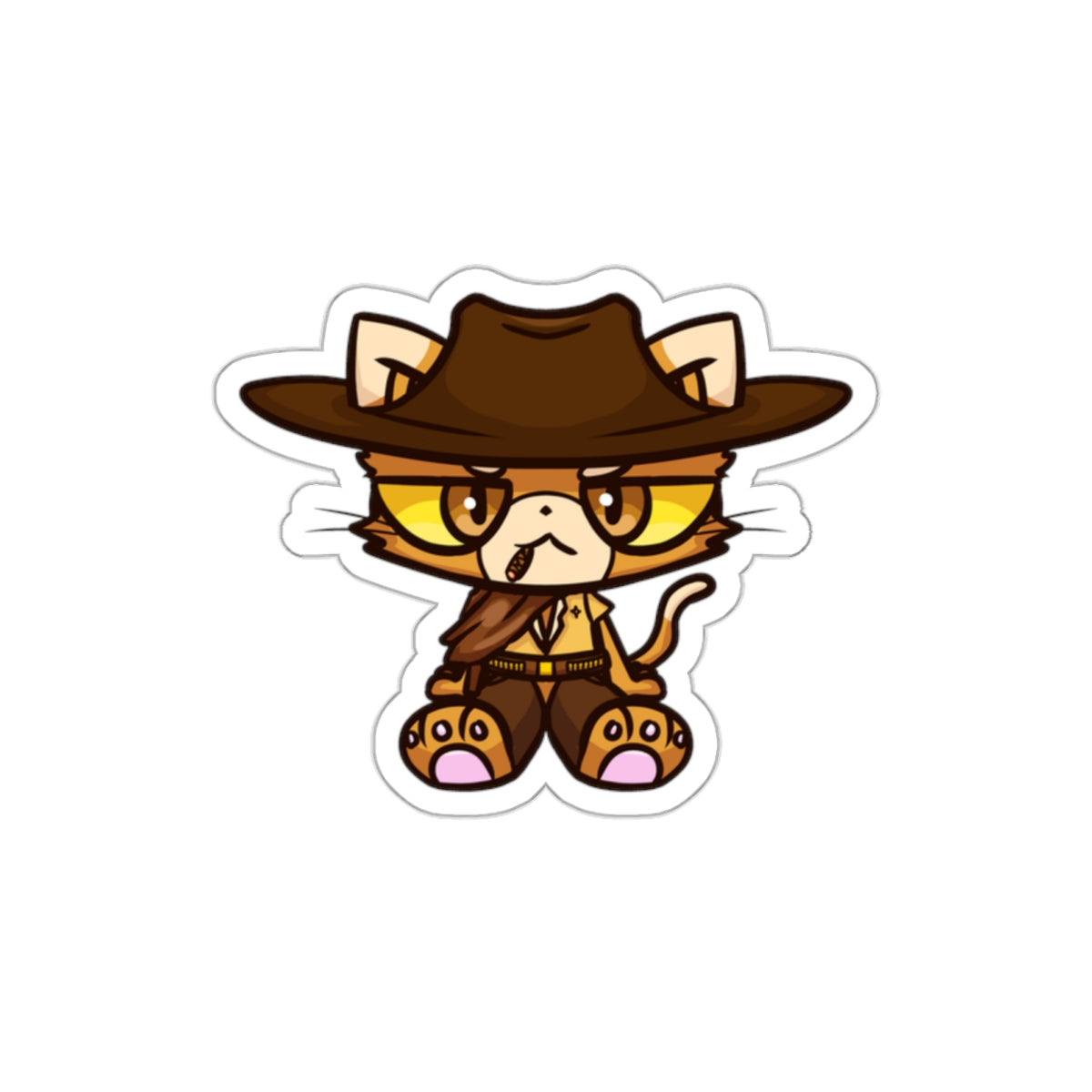 Unamused Cowboy Cat Die-Cut Sticker