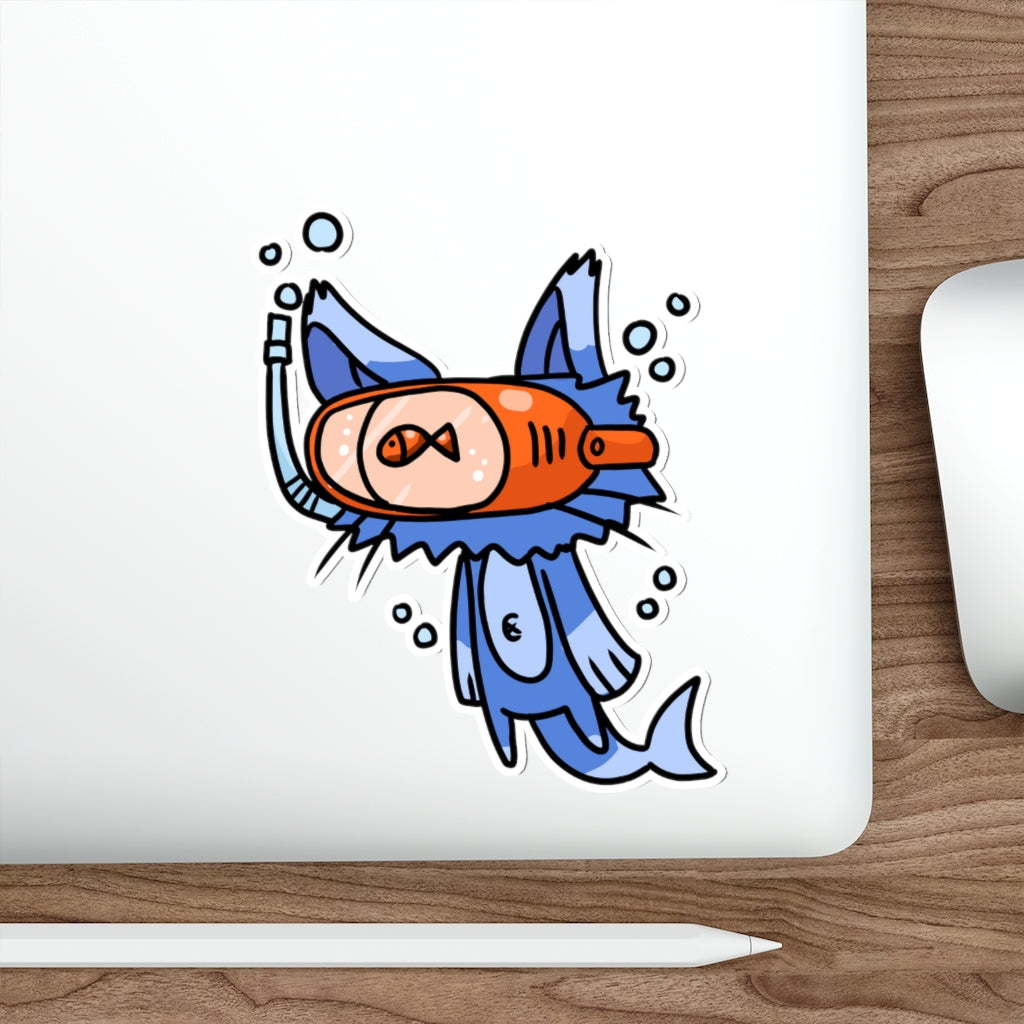 Dolphin Cat Die-Cut Sticker