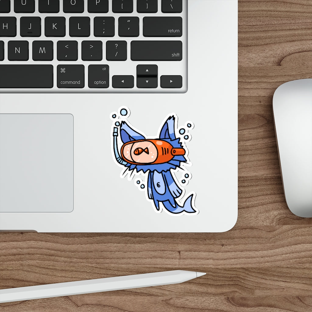 Dolphin Cat Die-Cut Sticker