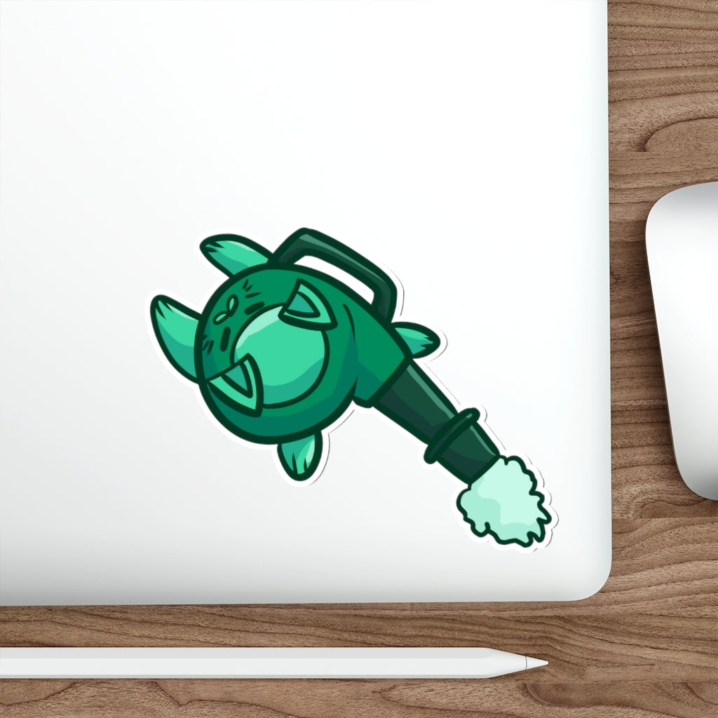 Leaf Blower Cat Die-Cut Sticker