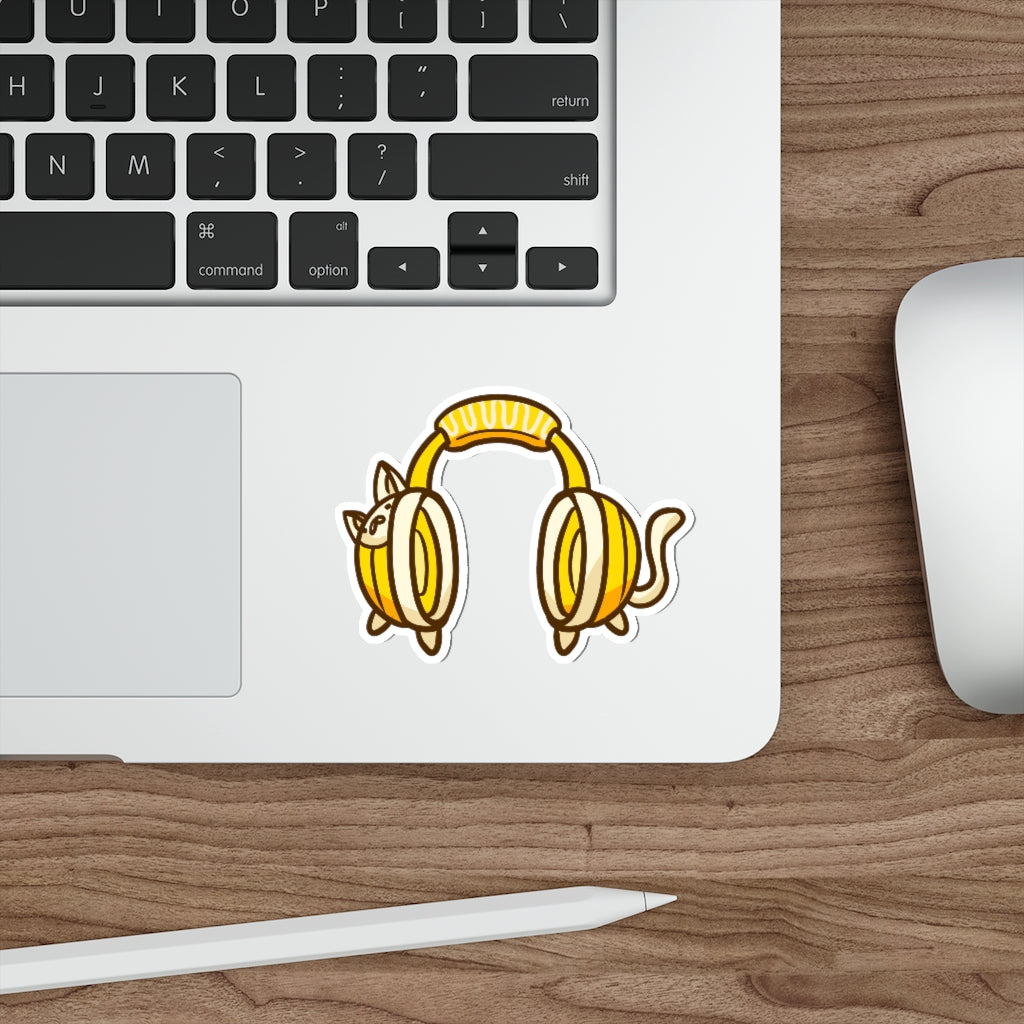 Headphone Cat Die-Cut Sticker