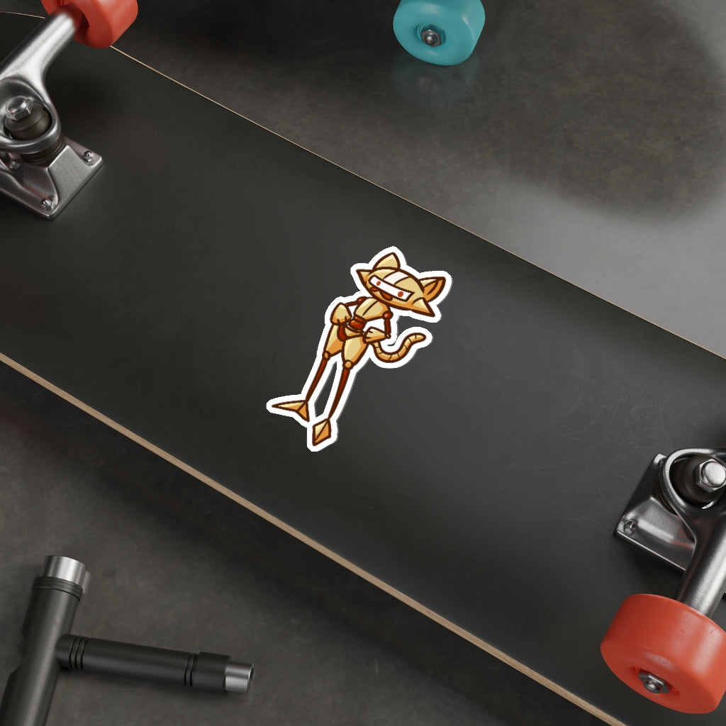 Running Robot Cat Die-Cut Sticker