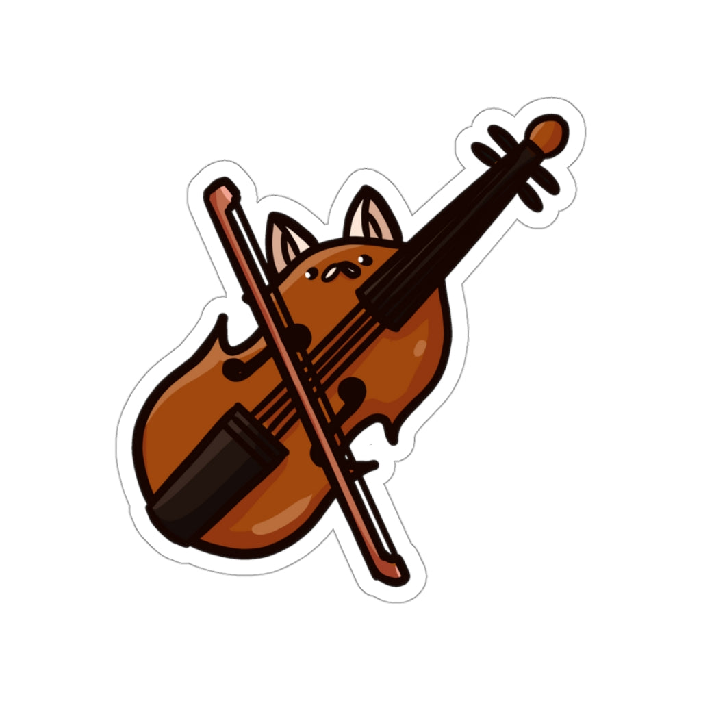 Violin Cat Die-Cut Sticker