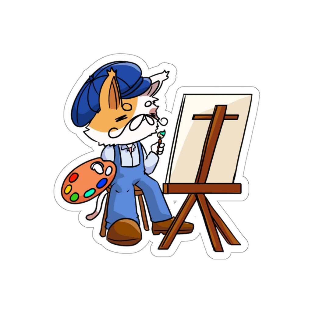 Artist Cat Die-Cut Sticker