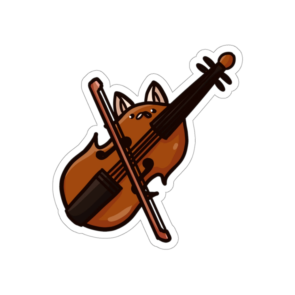 Violin Cat Die-Cut Sticker