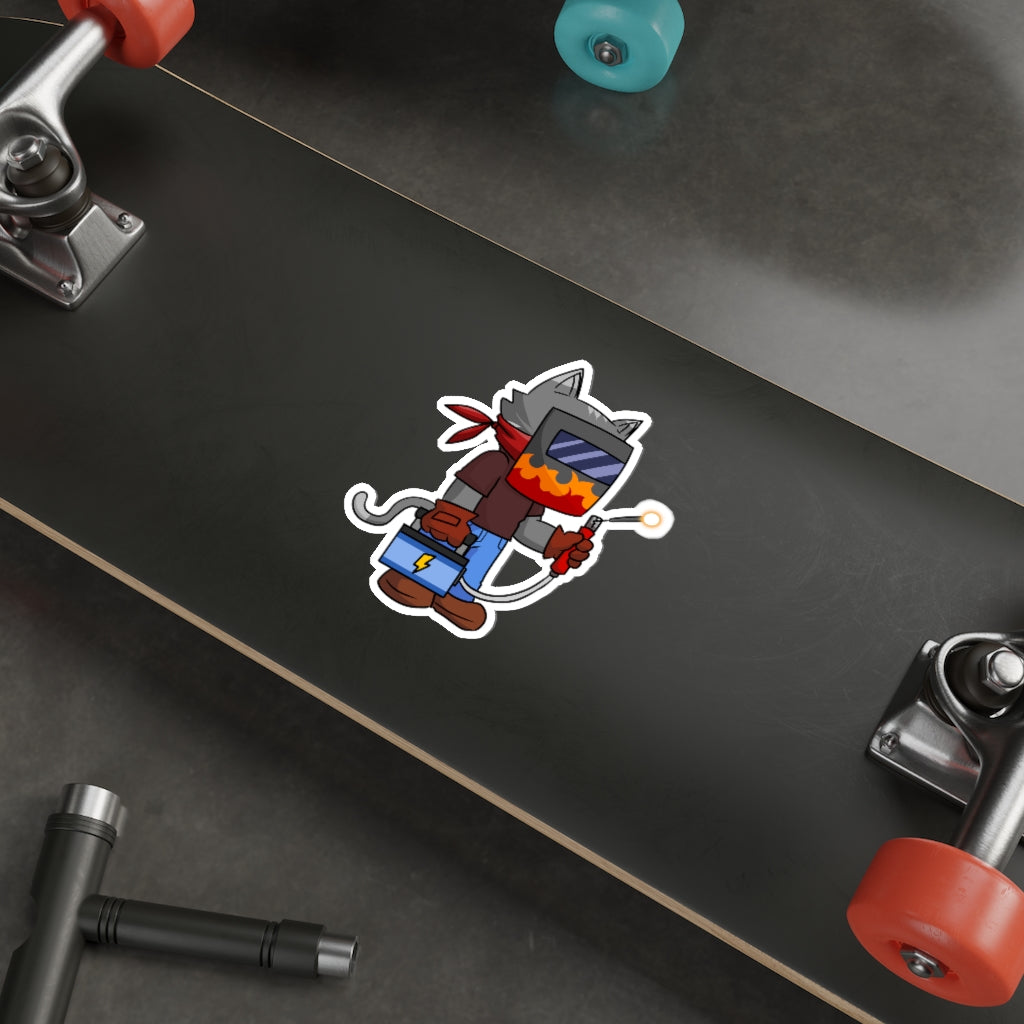 Welder Cat Die-Cut Sticker