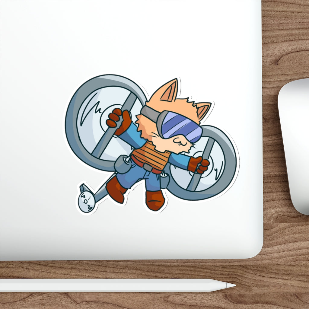 Helicopter Cat Die-Cut Sticker
