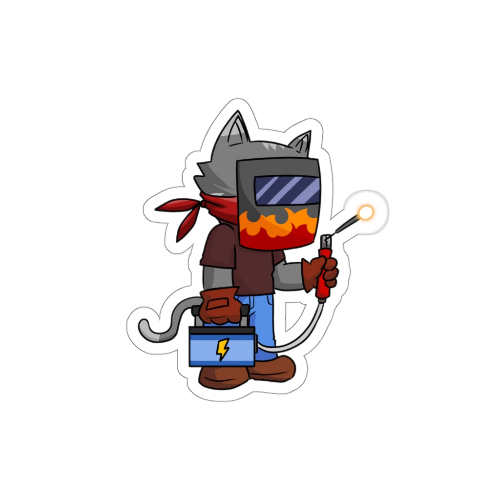 Welder Cat Die-Cut Sticker