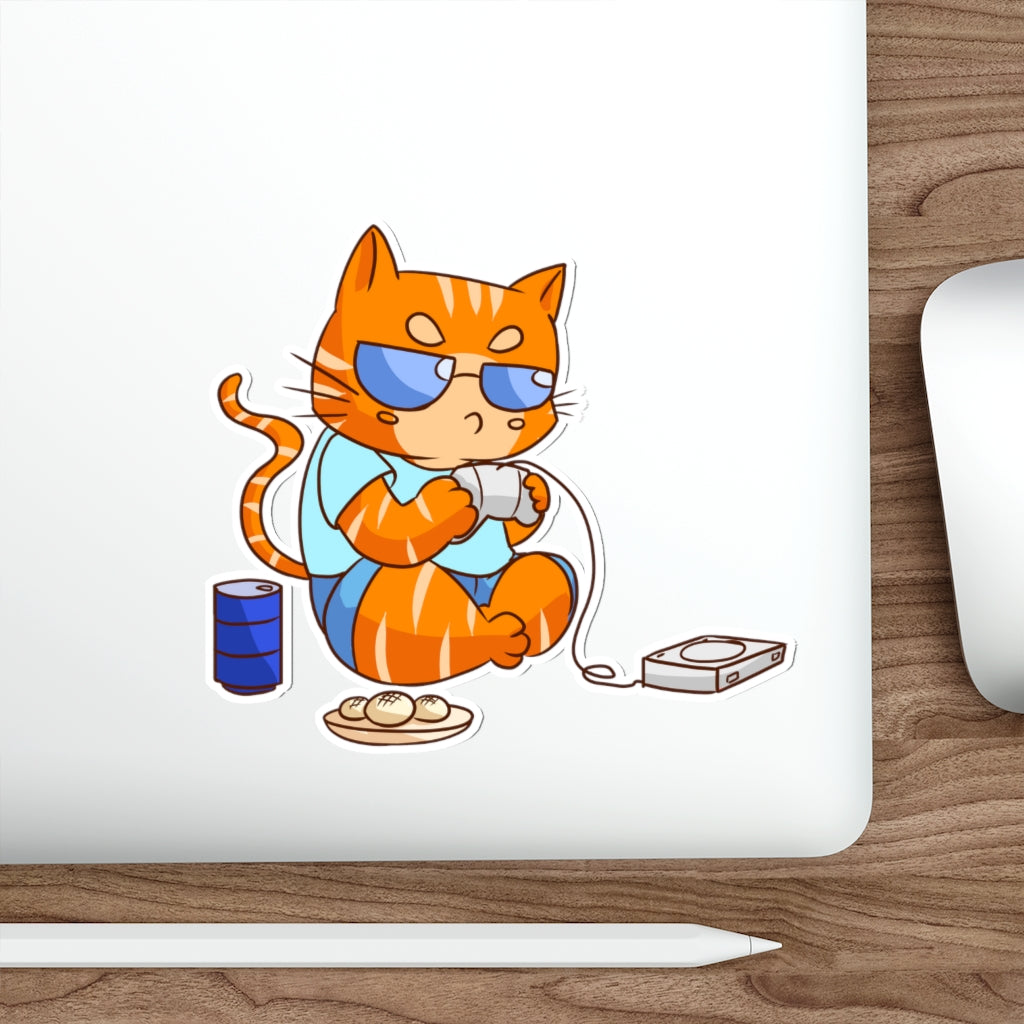 Gamer Cat Die-Cut Sticker