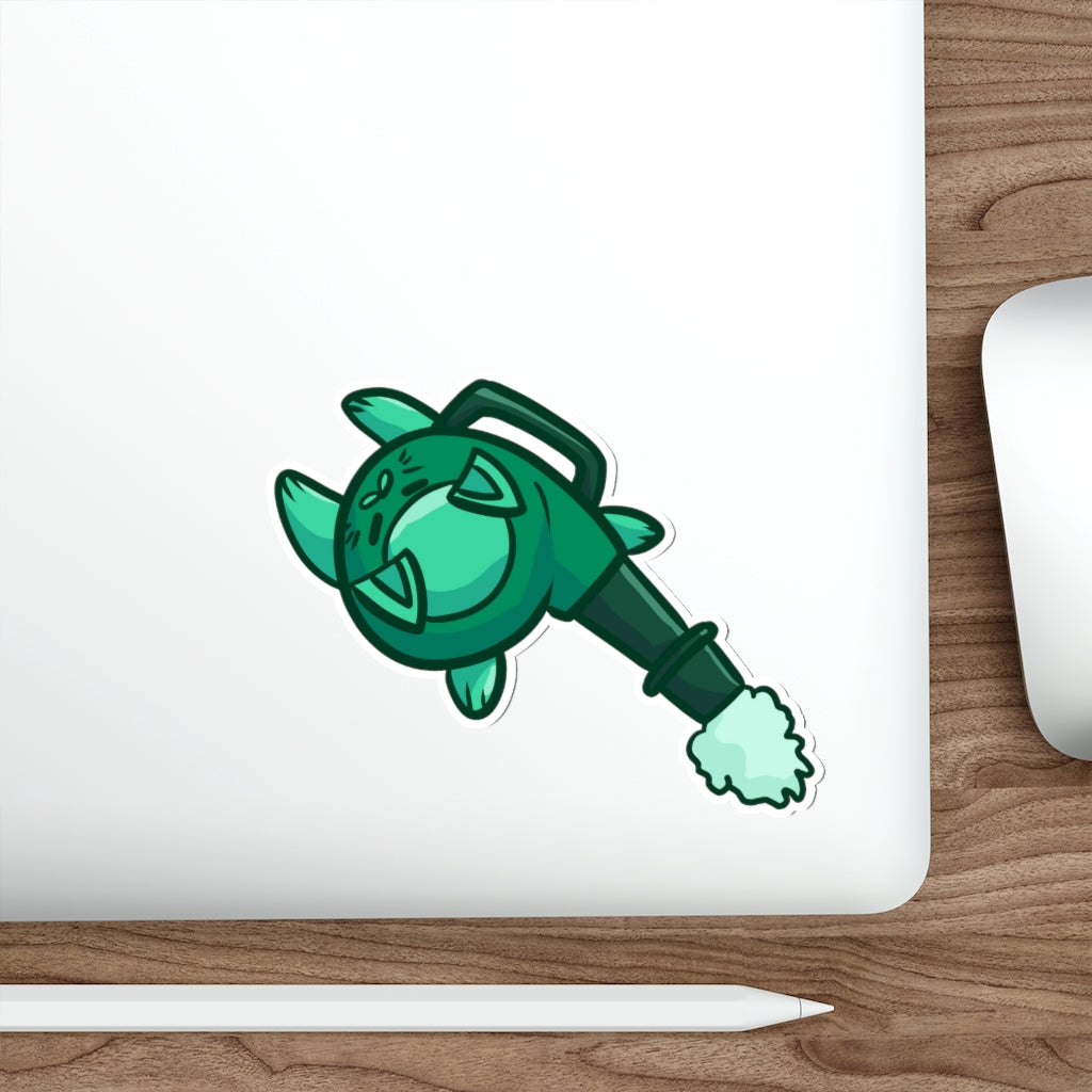 Leaf Blower Cat Die-Cut Sticker