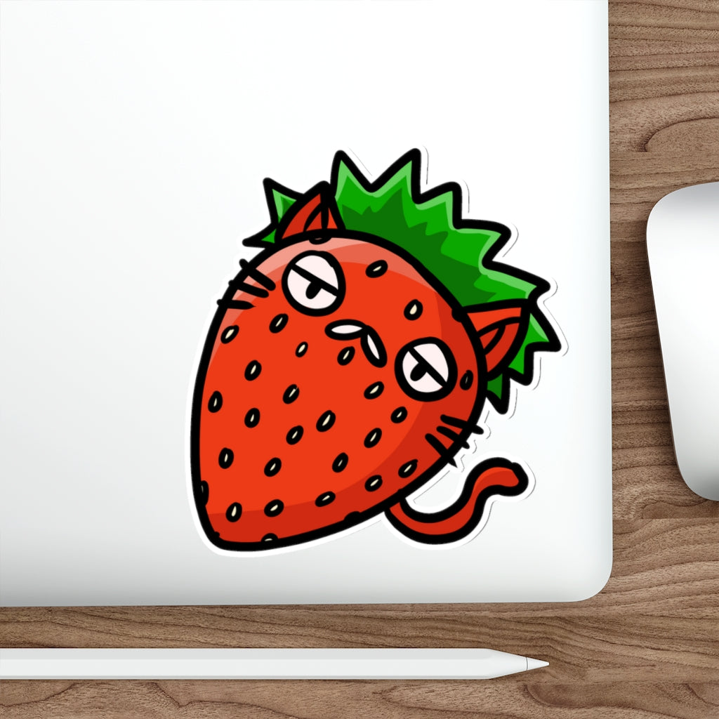Strawberry Cat Die-Cut Sticker