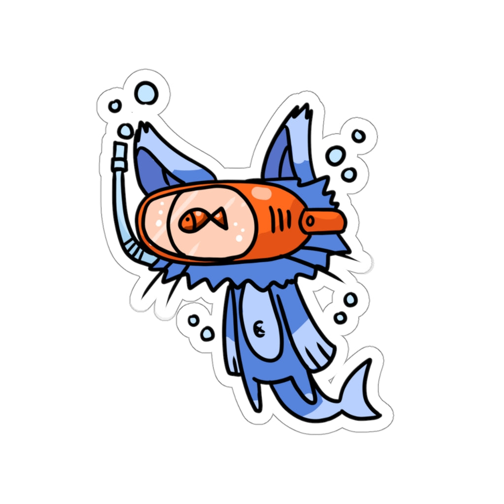 Dolphin Cat Die-Cut Sticker
