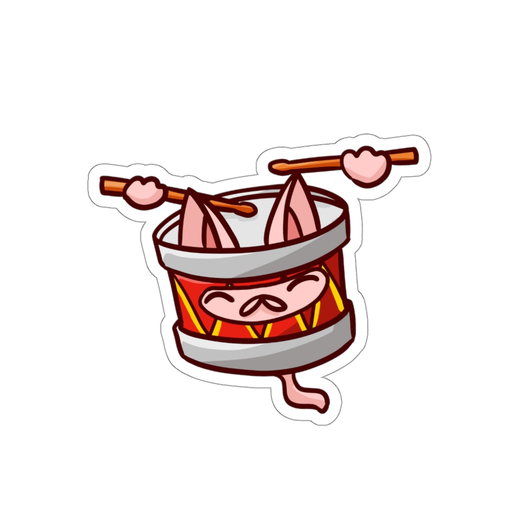 Drum Cat Die-Cut Sticker