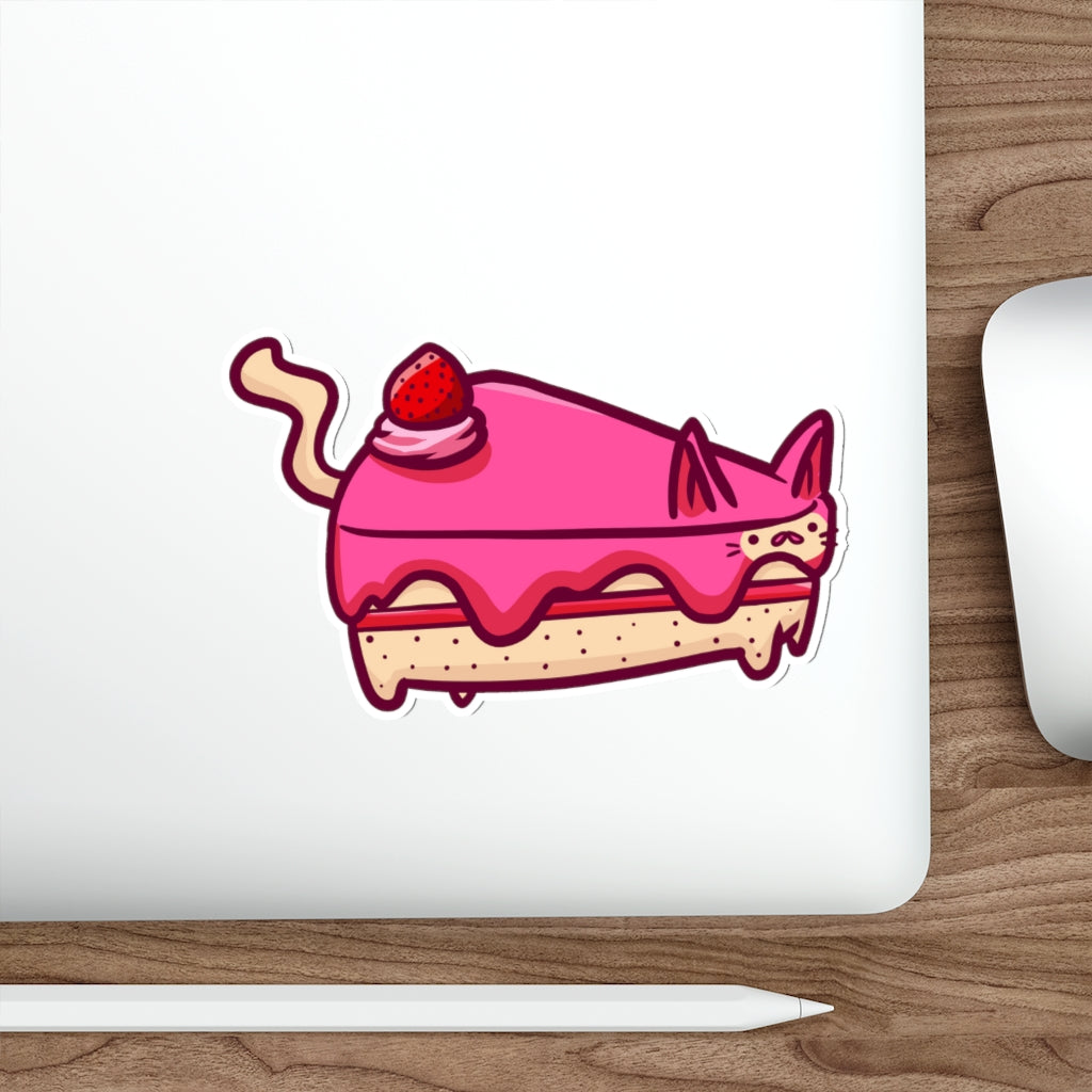 Strawberry Cake Cat Die-Cut Sticker