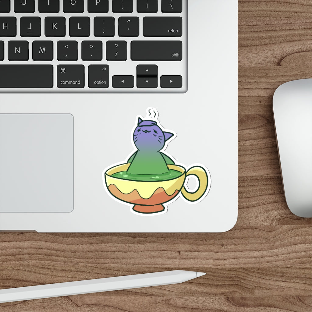 Tea Cat Die-Cut Sticker