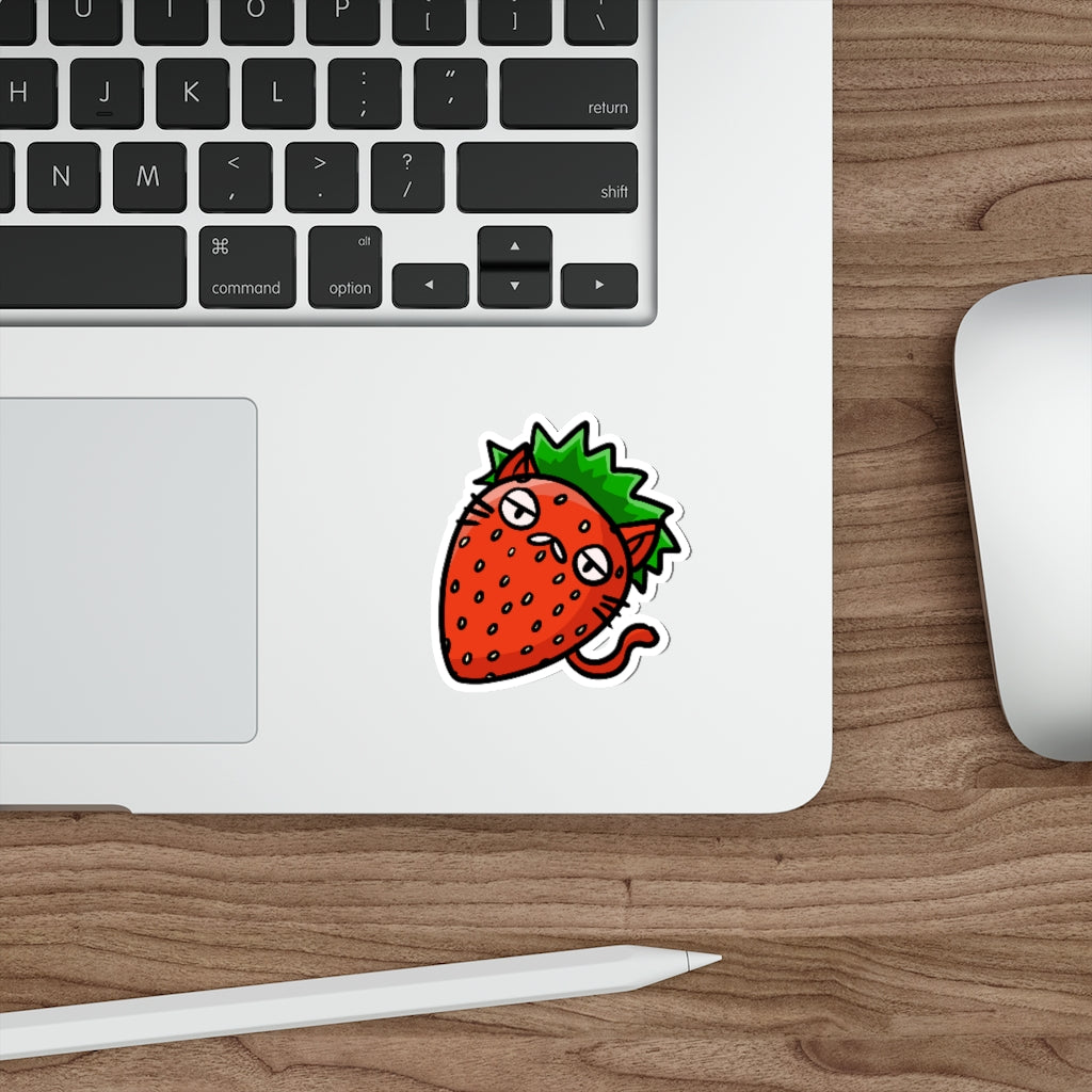 Strawberry Cat Die-Cut Sticker