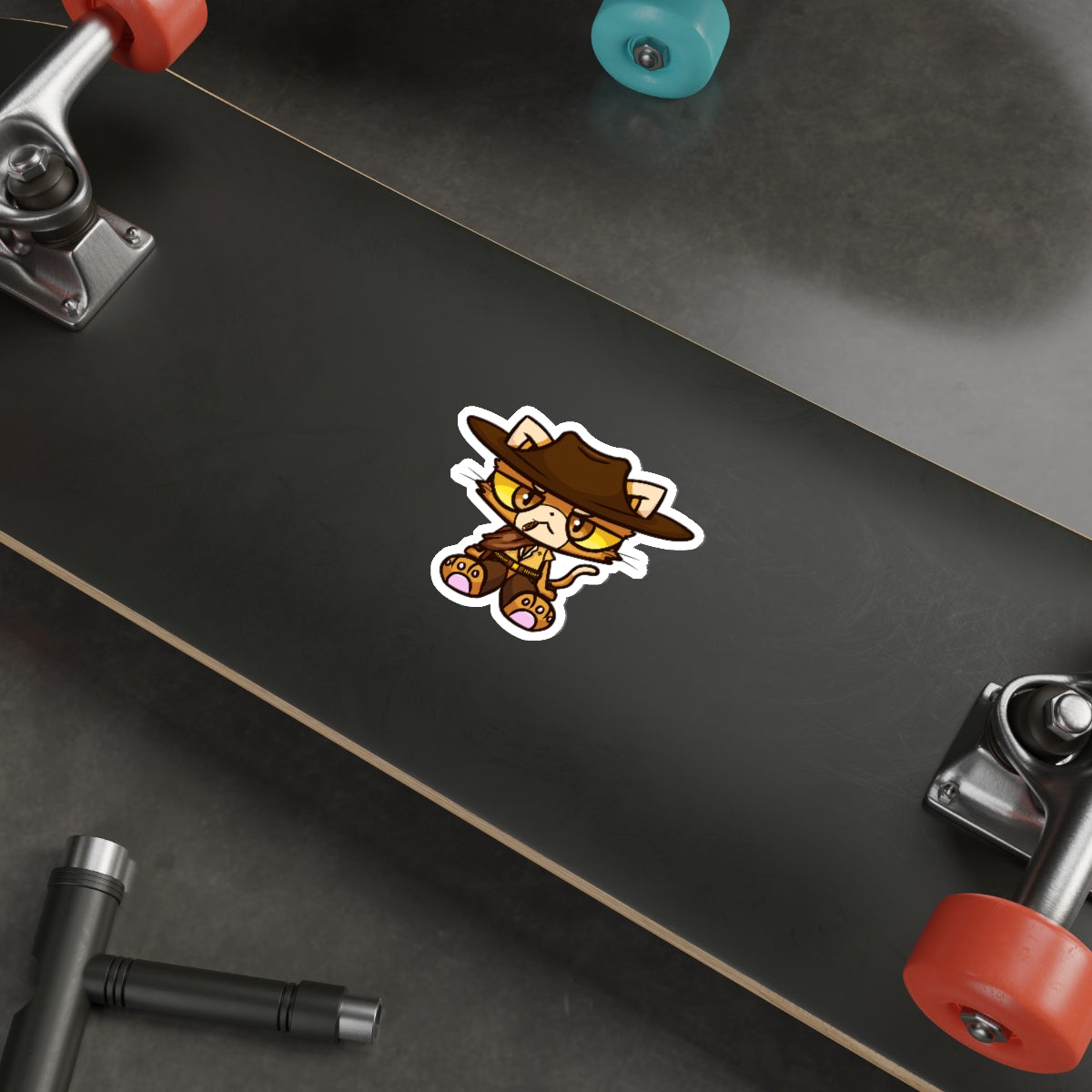 Unamused Cowboy Cat Die-Cut Sticker