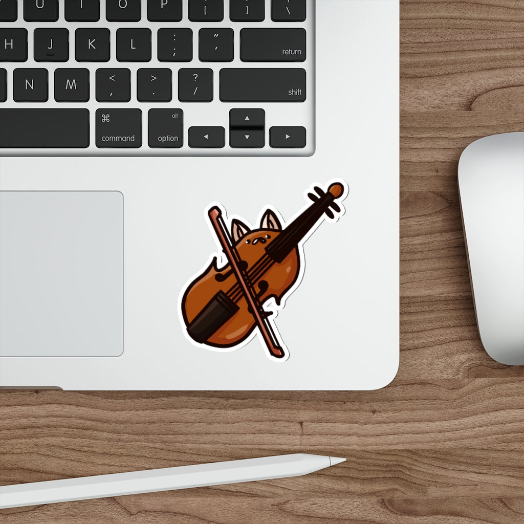 Violin Cat Die-Cut Sticker