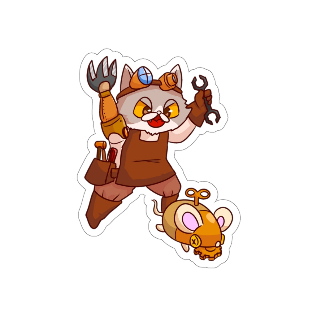 Steampunk Cat Die-Cut Sticker