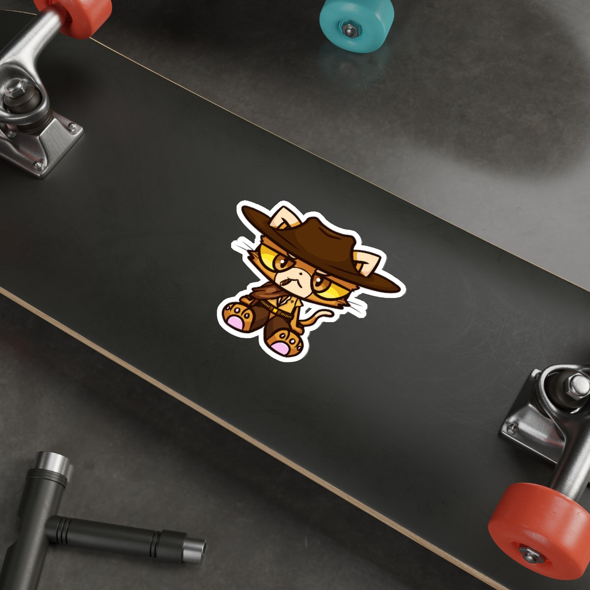 Unamused Cowboy Cat Die-Cut Sticker