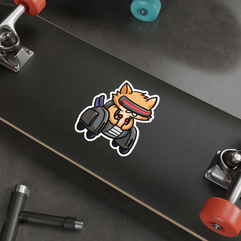 Racing Robot Cat Die-Cut Sticker