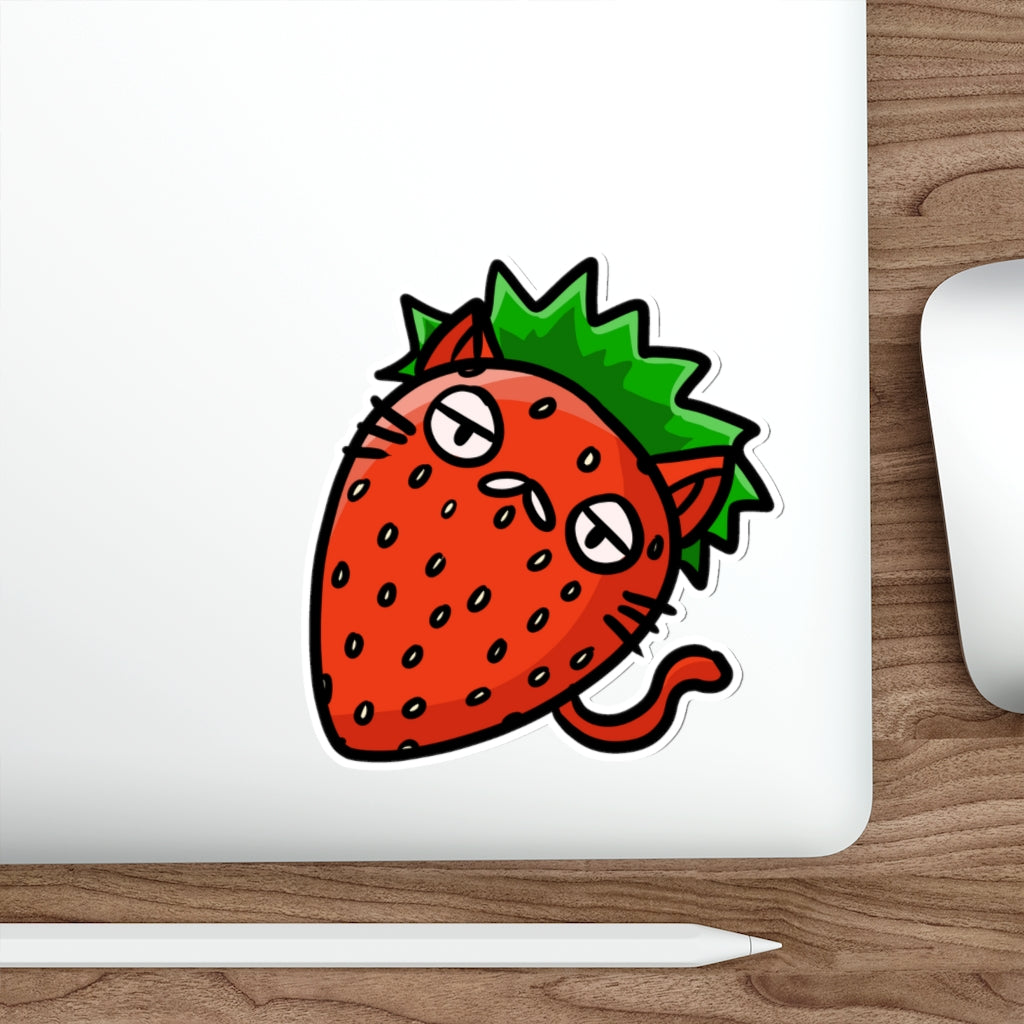 Strawberry Cat Die-Cut Sticker