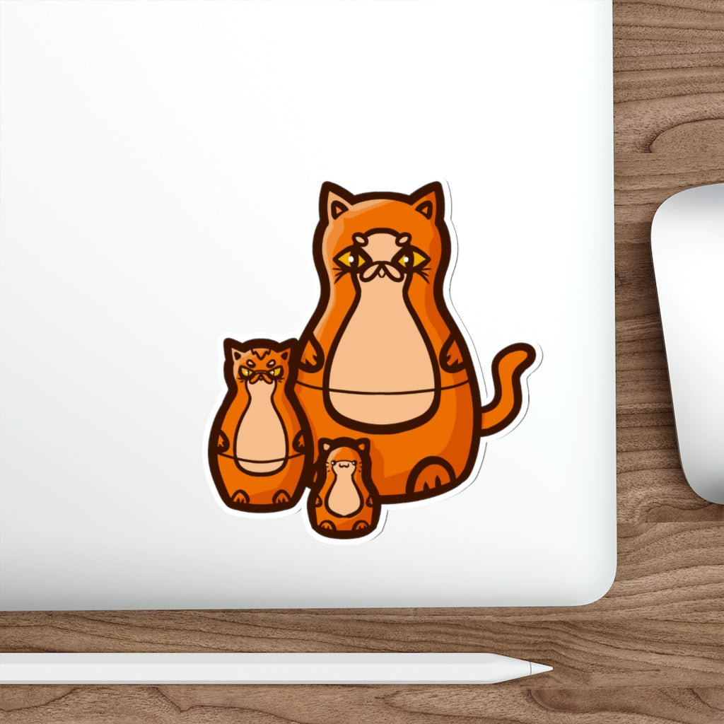 Nesting Doll Cats Die-Cut Sticker