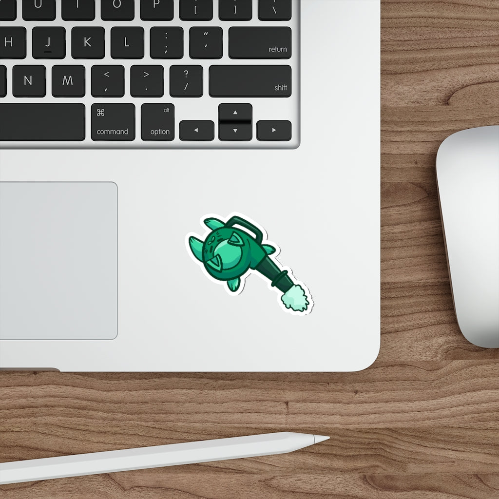 Leaf Blower Cat Die-Cut Sticker