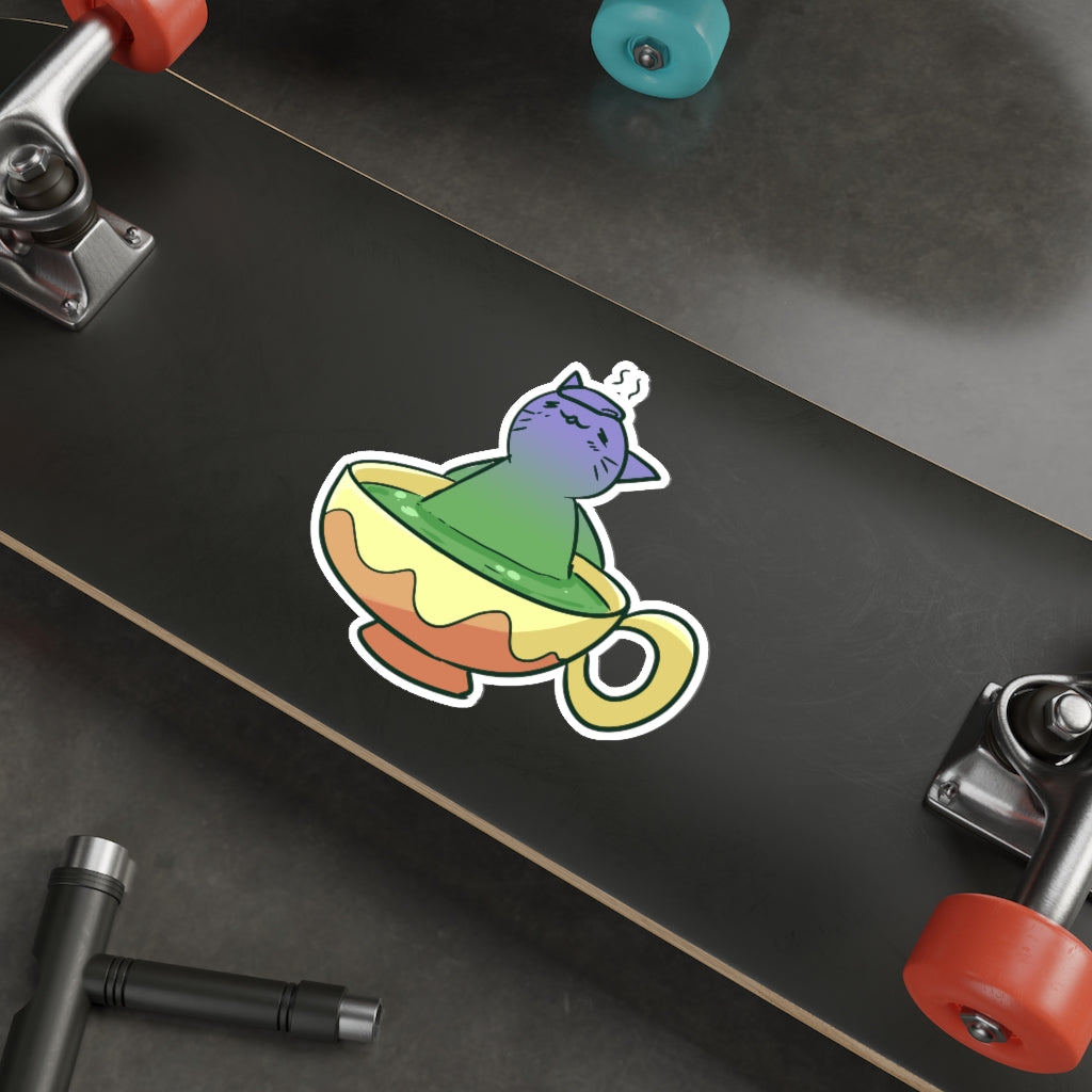 Tea Cat Die-Cut Sticker
