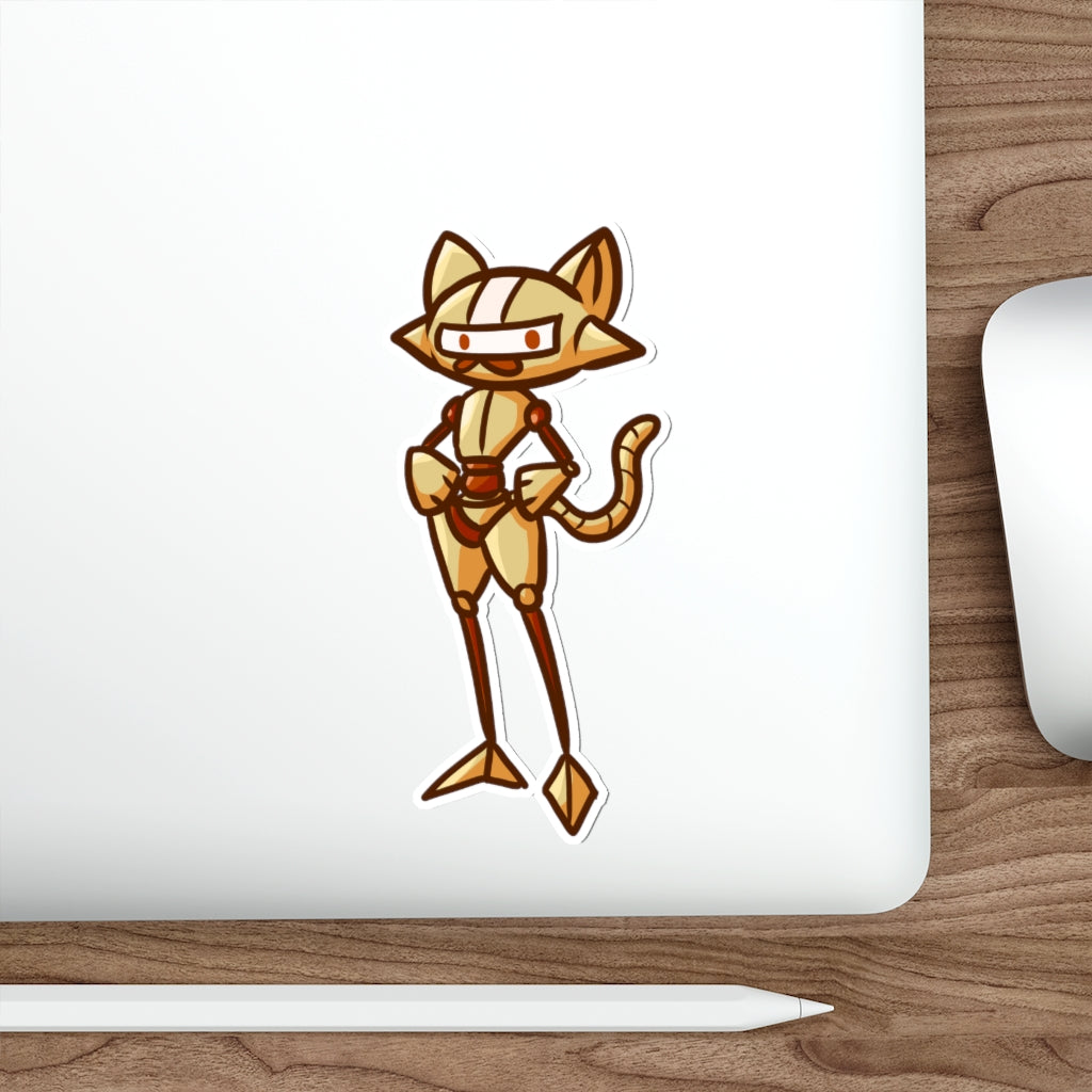 Running Robot Cat Die-Cut Sticker