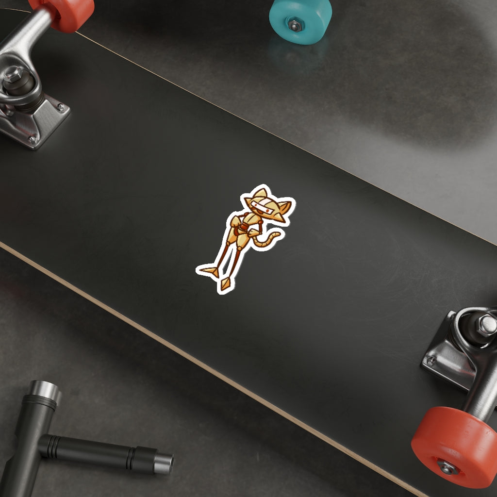 Running Robot Cat Die-Cut Sticker