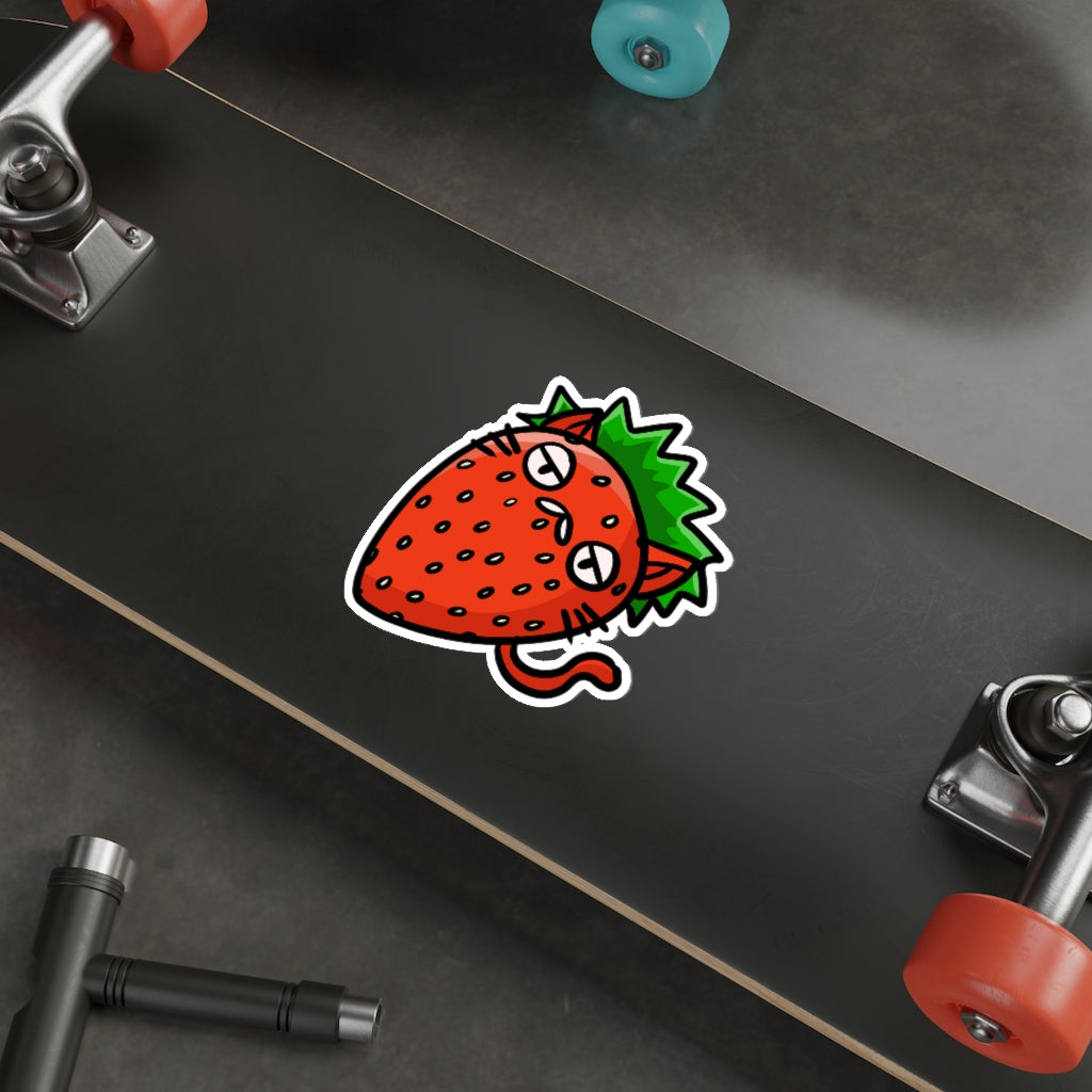 Strawberry Cat Die-Cut Sticker