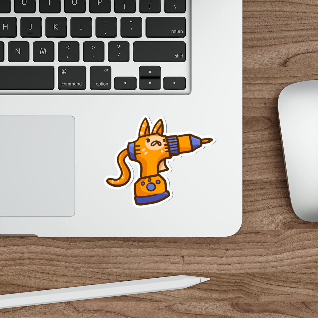 Drill Cat Die-Cut Sticker