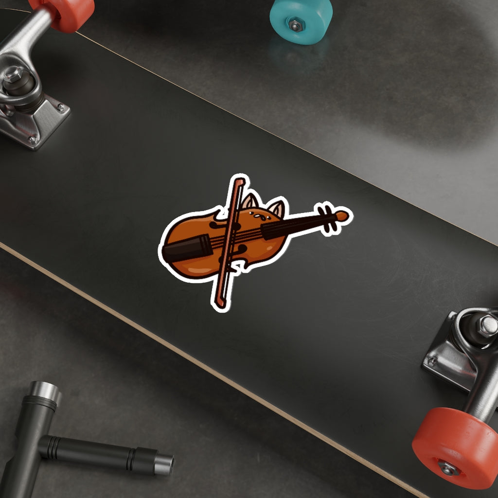 Violin Cat Die-Cut Sticker