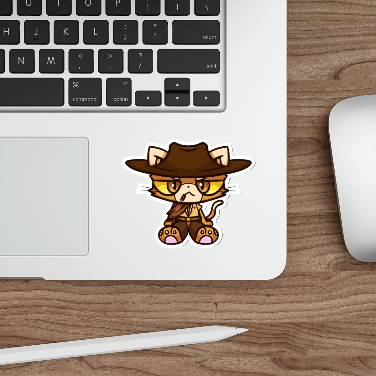 Unamused Cowboy Cat Die-Cut Sticker