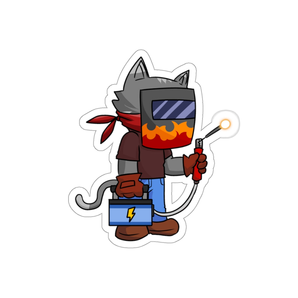Welder Cat Die-Cut Sticker