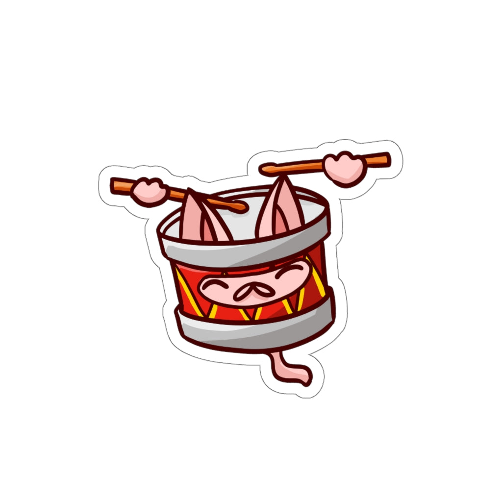 Drum Cat Die-Cut Sticker