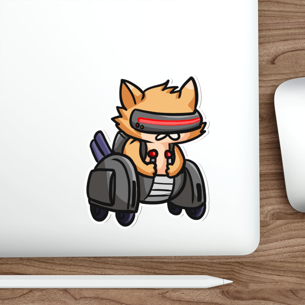 Racing Robot Cat Die-Cut Sticker