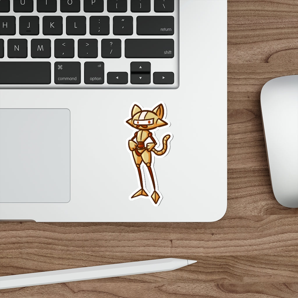 Running Robot Cat Die-Cut Sticker