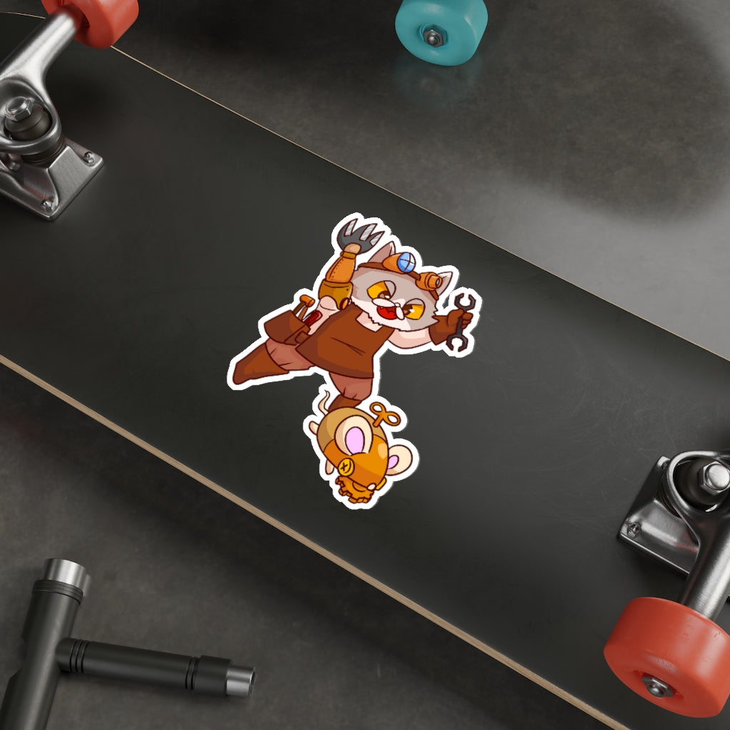 Steampunk Cat Die-Cut Sticker
