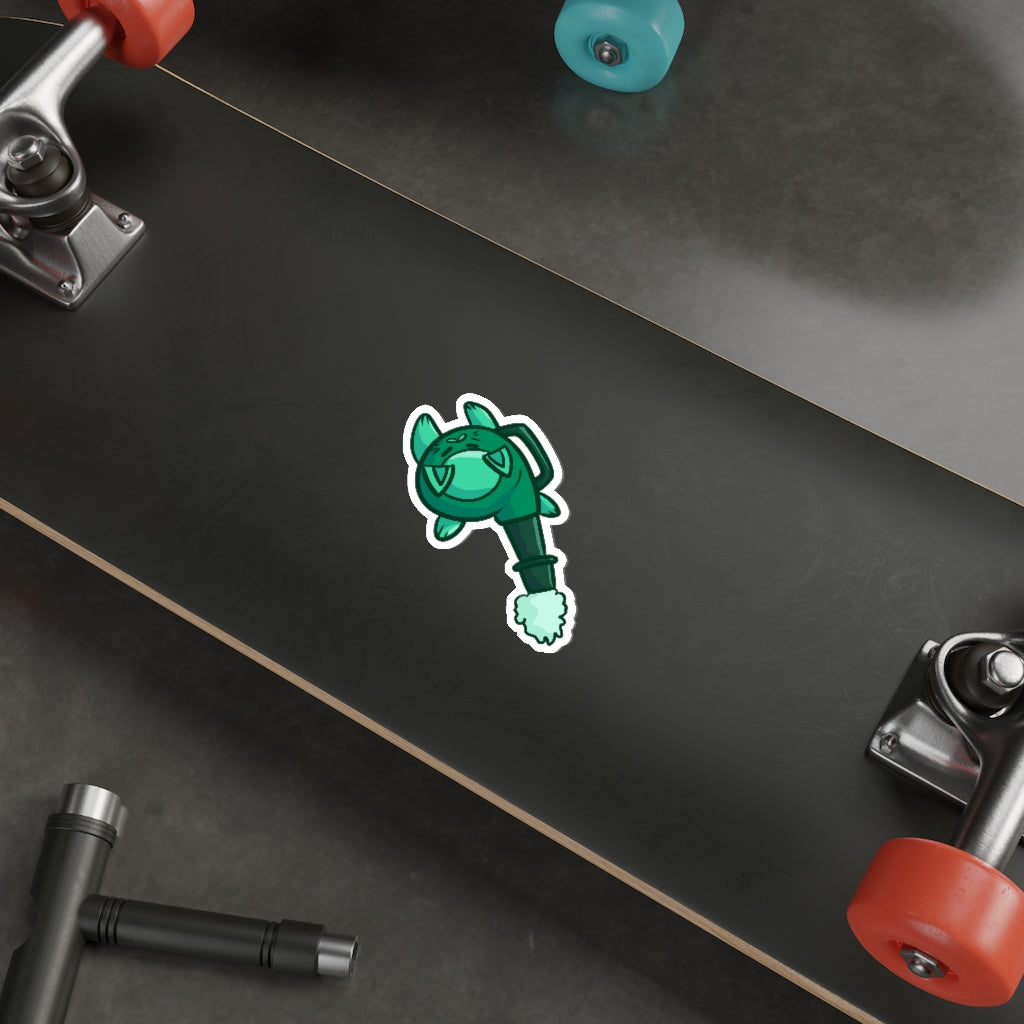 Leaf Blower Cat Die-Cut Sticker