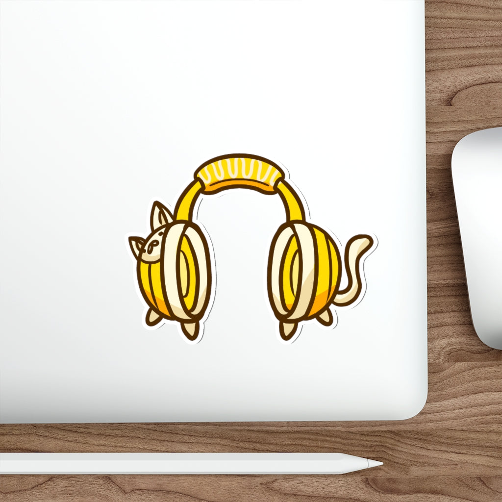 Headphone Cat Die-Cut Sticker