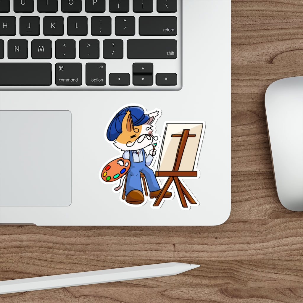 Artist Cat Die-Cut Sticker