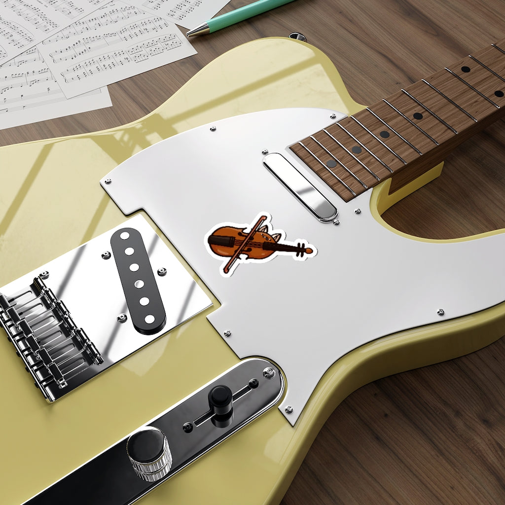 Violin Cat Die-Cut Sticker