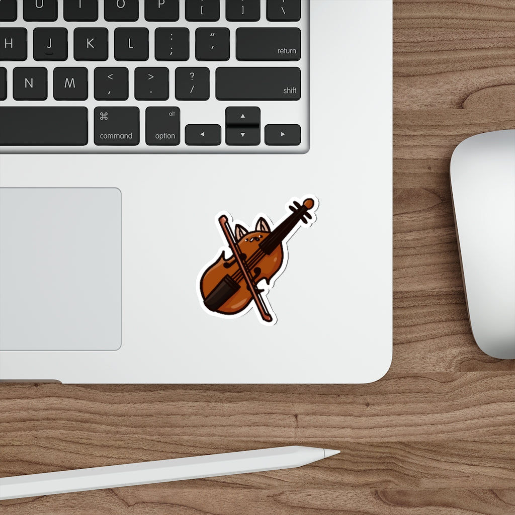 Violin Cat Die-Cut Sticker